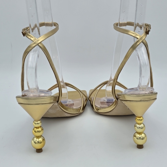 Badgley Mischka Callie Beaded Heel Sandals, Gold, Women's 7.5 - Picture 6 of 16